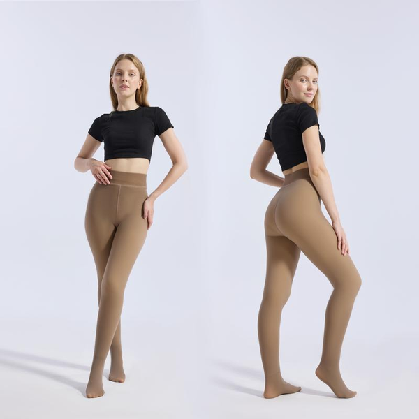 Fleece Lined Tights Sheer Women - Fake Translucent Warm Pantyhose Leggings Sheer Thick Tights for Winter