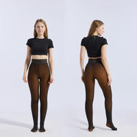 Fleece Lined Tights Sheer Women - Fake Translucent Warm Pantyhose Leggings Sheer Thick Tights for Winter