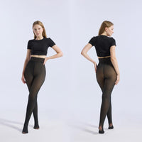 Fleece Lined Tights Sheer Women - Fake Translucent Warm Pantyhose Leggings Sheer Thick Tights for Winter