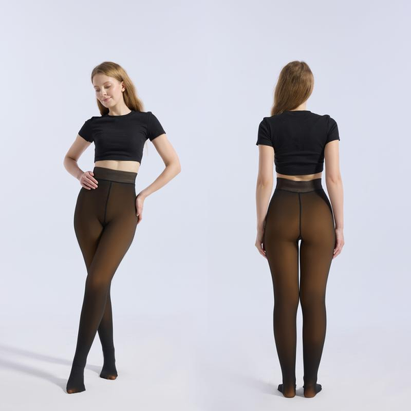 Fleece Lined Tights Sheer Women - Fake Translucent Warm Pantyhose Leggings Sheer Thick Tights for Winter