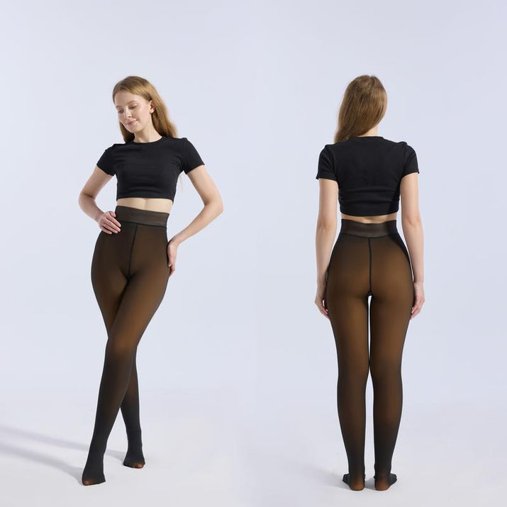 Fleece Lined Tights Sheer Women - Fake Translucent Warm Pantyhose Leggings Sheer Thick Tights for Winter